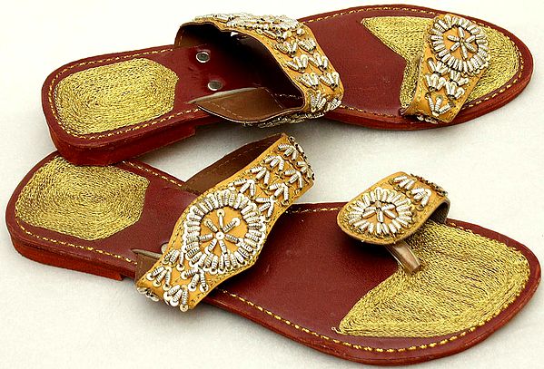 Embroidered Sandals with Beadwork