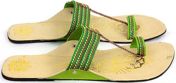Green Floral Sandals