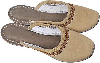 Plain Slippers with Aari Embroidery on Edges