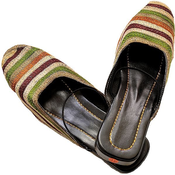 Multi-Color Embroidered Slippers from Punjab
