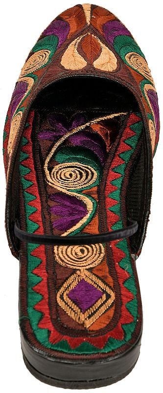 Multicolored Slip-on Sandals with Thread-Embroidery All-Over | Exotic ...