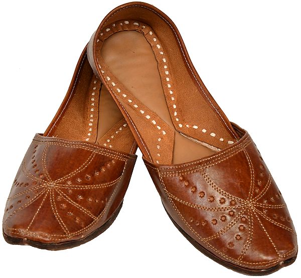 Rustic-Brown Jooits for Men with Thead-work