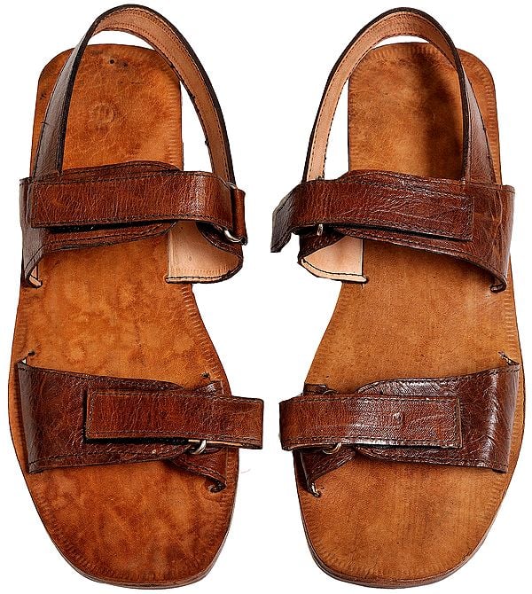 Triple-Strapped Brown Sandals for Men from Jodhpur