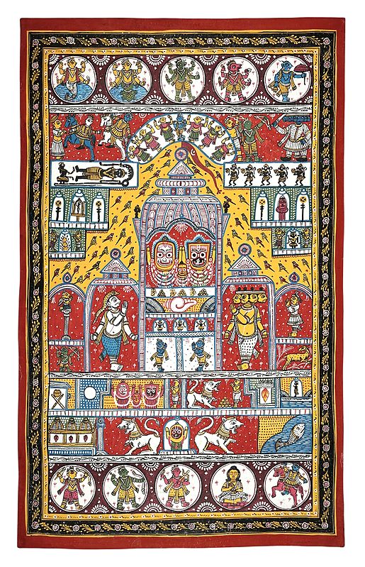 24" x 38" Lord Sri Jagannath Patachitra Painting | Traditional Color | Handmade | Sri Jagannath Patachitra Paintings | Made in India
