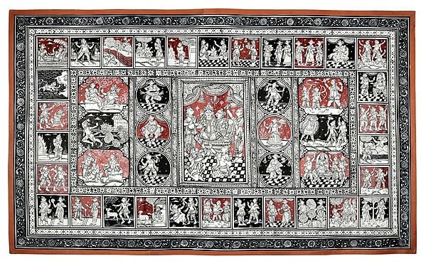 39" x 23" Large Sampoorna Ramayana (Fine Art) Patachitra Painting | Handmade | Ramayana Patachitra Paintings | Made in India