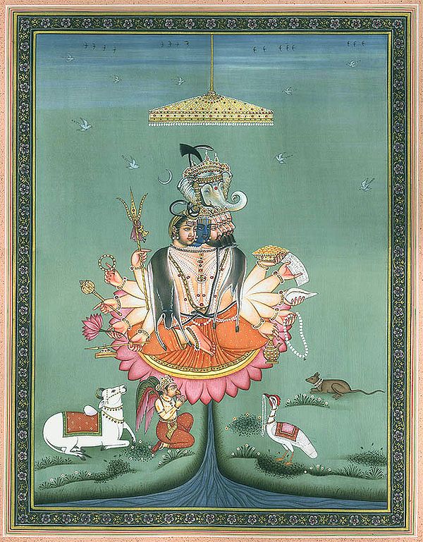 Brahma Vishnu Mahesh and Ganesha with Their Respective Mounts
