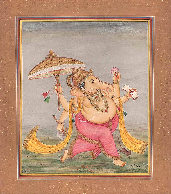 Dancing Ganesha with Umbrella