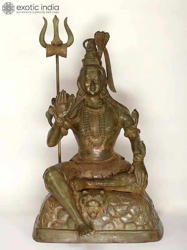 57" Large Size Blessing Lord Shiva Brass Statue
