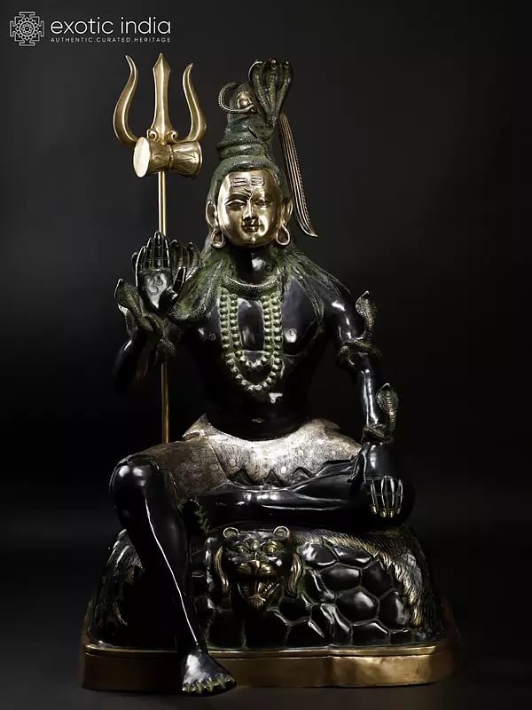 57" Large Size Blessing Lord Shiva | Brass Statue