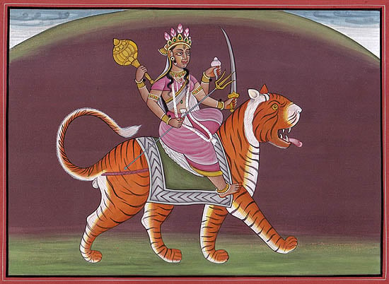 Four-Armed Goddess Durga with a Dusky Complexion
