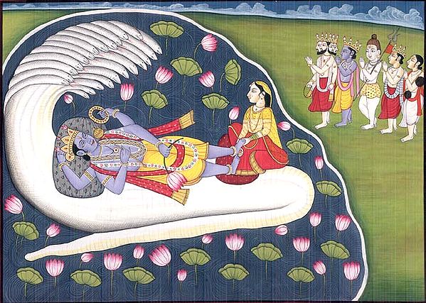 Gods and Rishis Praying Vishnu for Eliminating Kansa