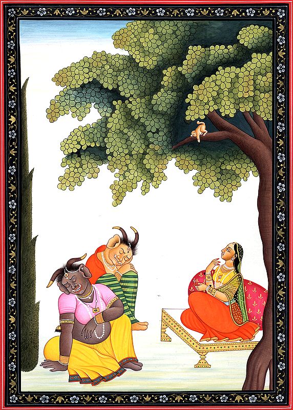 Hanuman Presents Rama's Ring to Sita Surrounded by Rakshasis