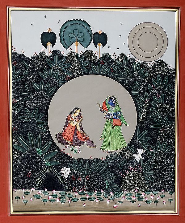 Krishna Disguised as a Gopi Teasing Radha
