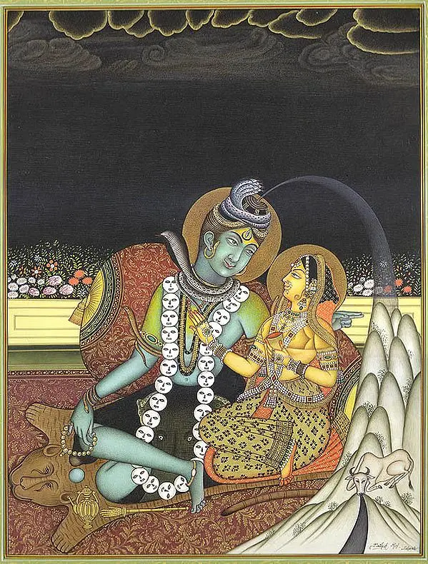 Emergence of Ganga from Shiva’s Coiffure (A Fine Painting)