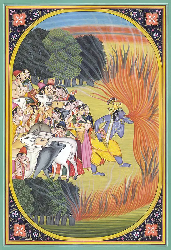 Krishna Consumes Forest Fire