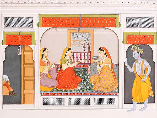 Krishna Peeps into Radha's Chamber