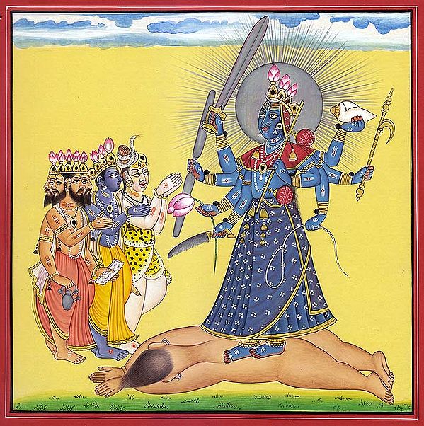 Tri-Murti Paying Homage to Kali