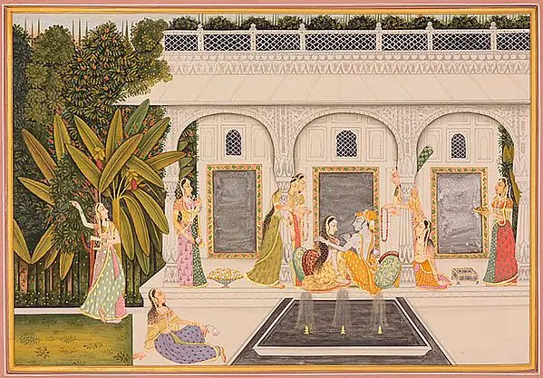 Radha Krishna with Gopis (Kishangarh Style)