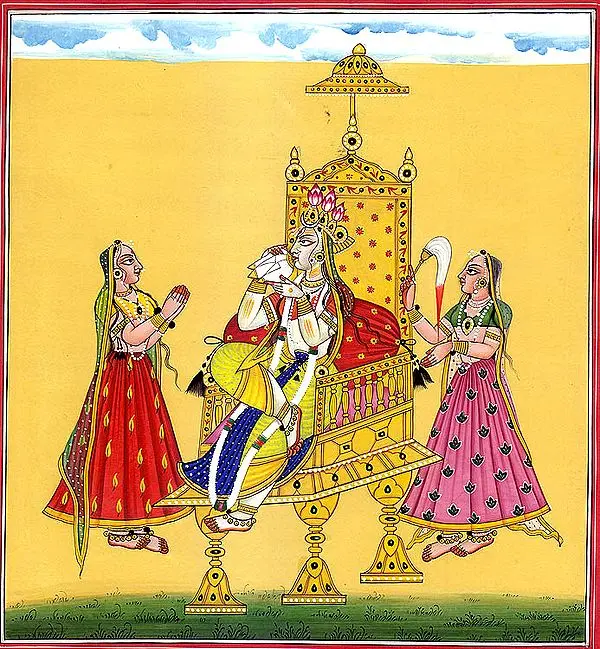 Enthroned Bhagavti, Accompanied By Her Handmaidens (Tantric Devi Series)