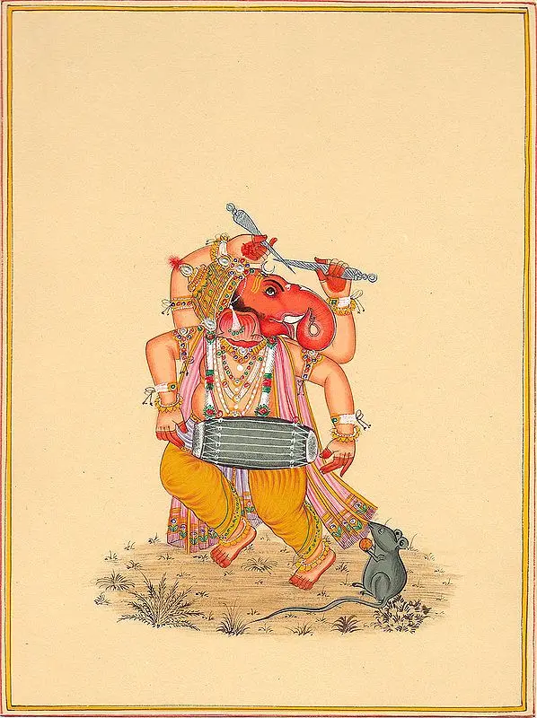 Dancing Ganesha Playing the Mrindagam