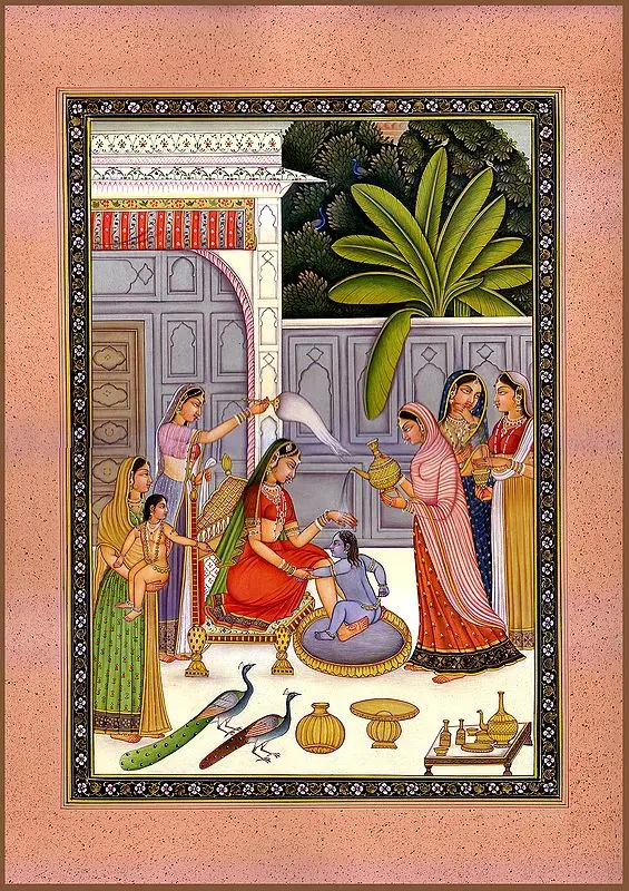 Baby Krishna Resists His Bath