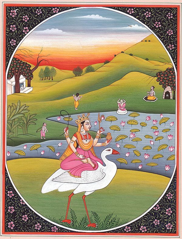 Goddess Saraswati Seated on a Swan