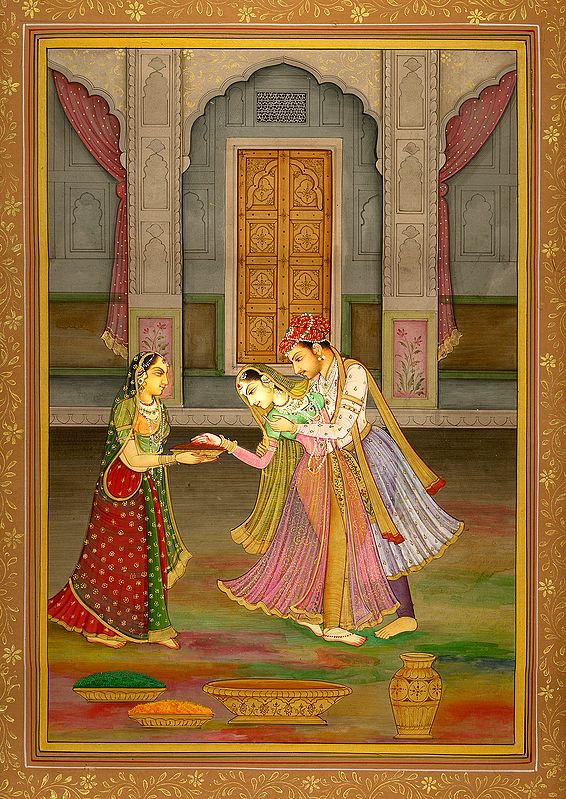 Prince Enjoying Holi with Colours and His Sweet-heart