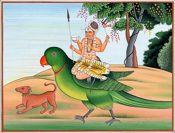 Bhairava Seated on Parrot (Vehicle of Kamadeva)