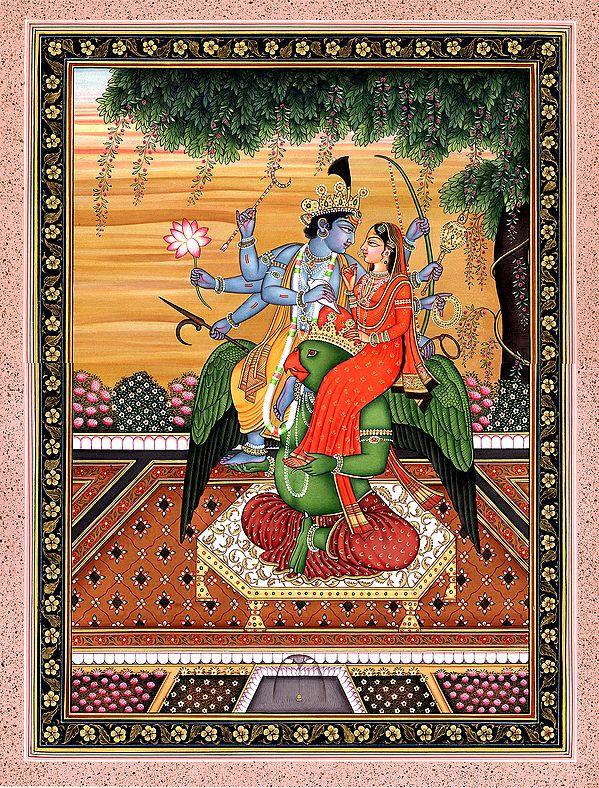 Vishnu with Lakshmi Seated on His 'Vahana' Garuda
