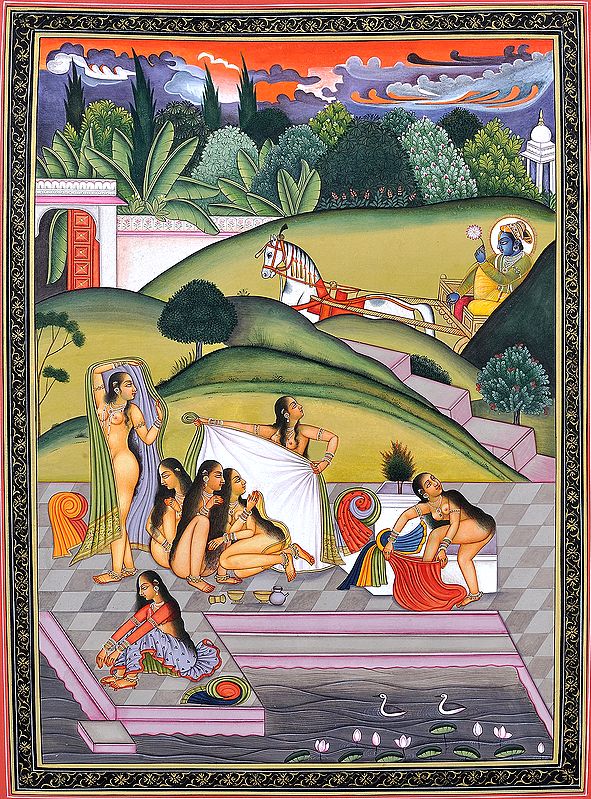 Krishna Spying on Bathing Gopis