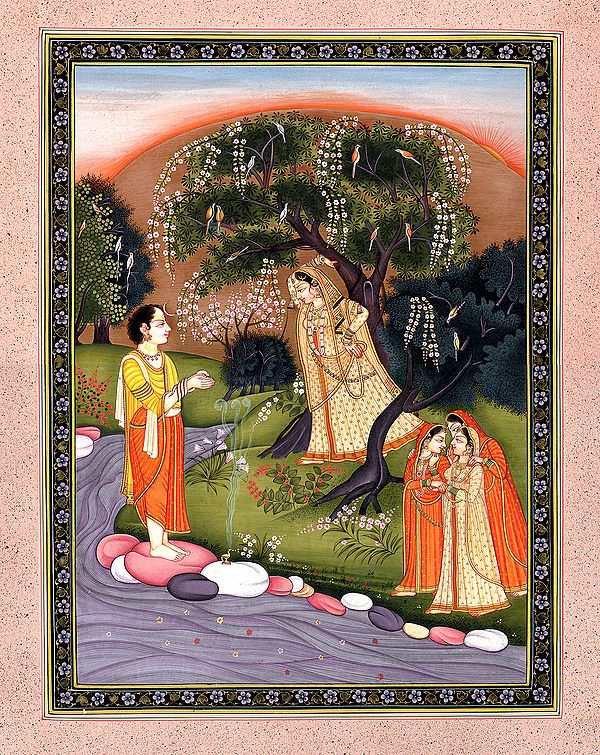 Bhagawan Shiva Performing Sandhya as Parvati Looks On