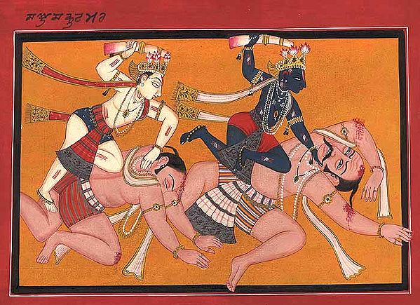 Krishna and Balarama Overpower the Wrestlers