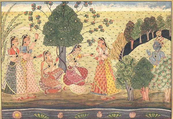 Krishna Spying on Gopis