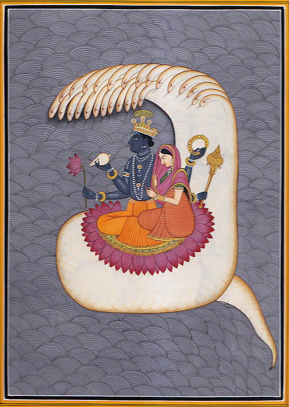 Lord Vishnu and Goddess Lakshmi on Sheshnag