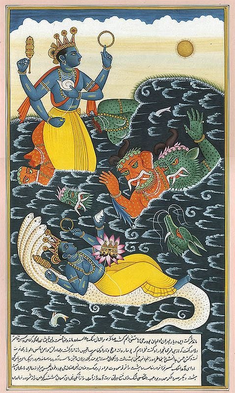 Lord Vishnu Killing the Demons Madhu and Kaitabha