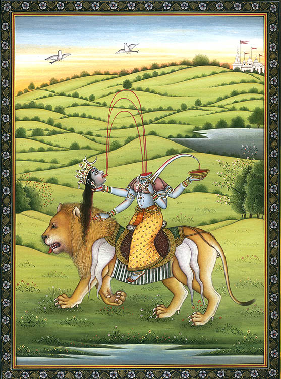 Mahavidya Chinnamasta Riding Lion