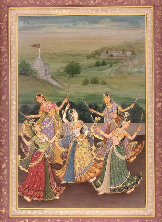 Maidens Performing The Ecstatic Dance Known as Garba