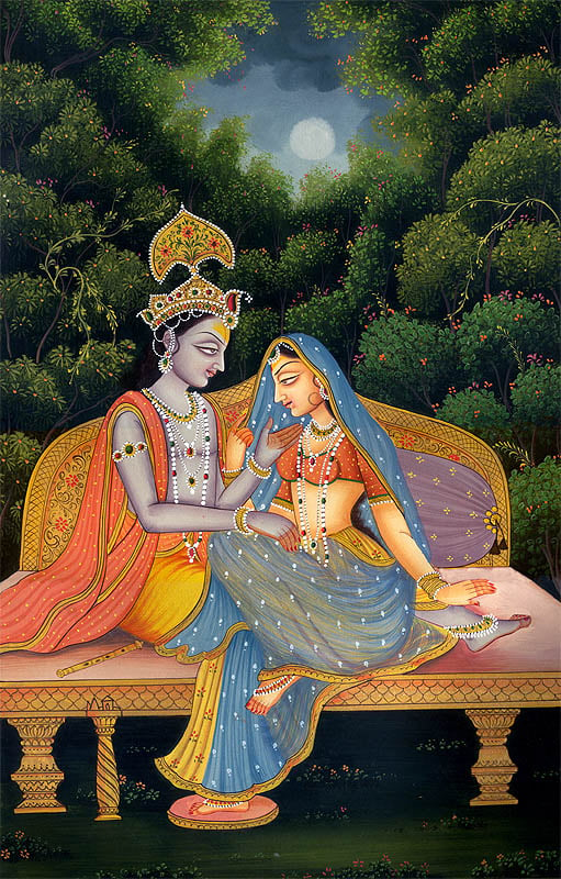 Moonlit Love (Radha Krishna on a Couch)