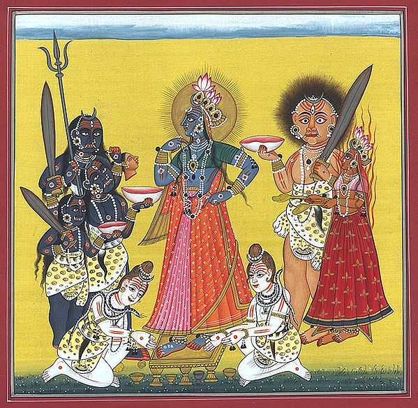 Tantric Devi Series - Bhadrakali Adored by Two Bhairavas