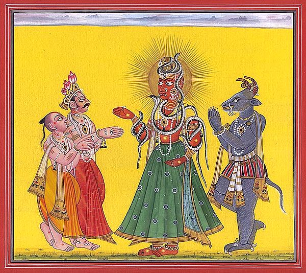 Tantric Devi Series - Mahadevi Adored by Vamana, Varaha and Indra