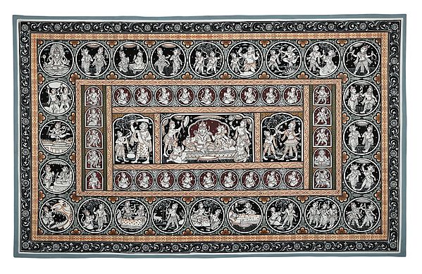 39" x 24" Scenes From The Ramayana Patachitra Paintings | Handmade | Ramayana Patachitra Paintings | Made in India