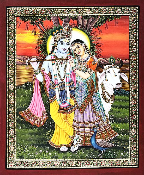 Loving Bond of Radha-Krishna Amidst the Calming Sunset