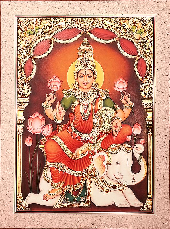 Goddess Lakshmi, Devi of Prosperity, Seated on an Elephant