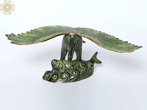 13" Eagle Hunting a Fish | Brass Bird Figurines