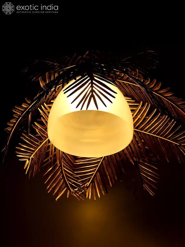 18" Golden Leaves Design Ceiling Hanging Lamp | Home Decor