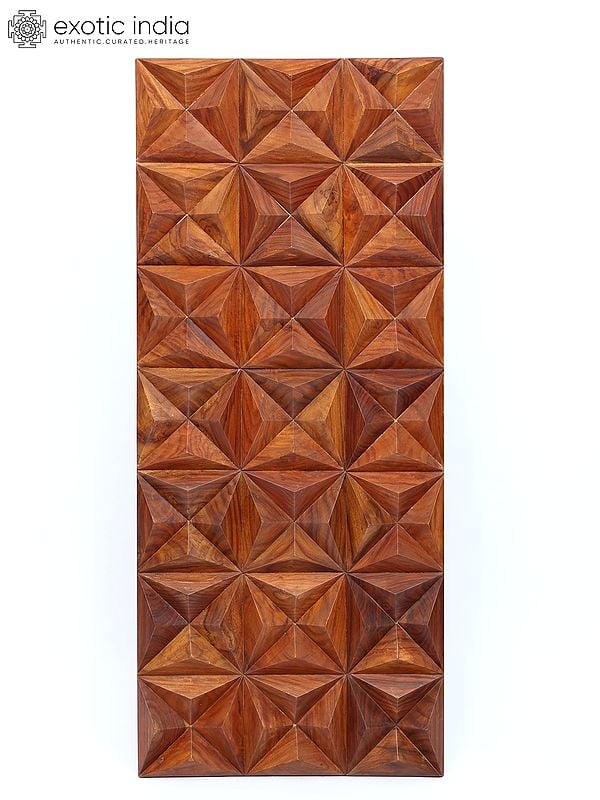 42" Mango Wood Diamond Wall Panel