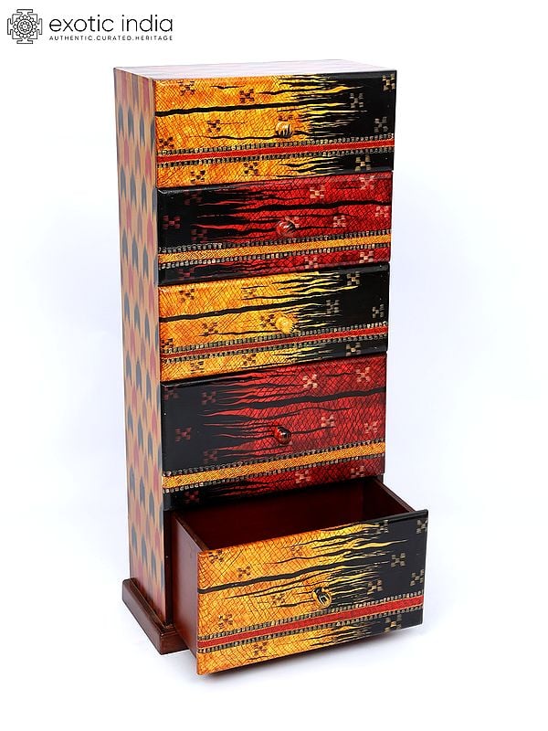 36" Wooden Hand-Painted Chest of 5 Drawers