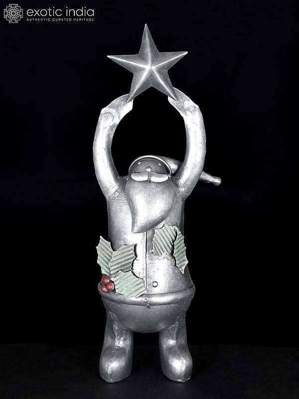 19" Iron Santa Holding Star | Home Decor