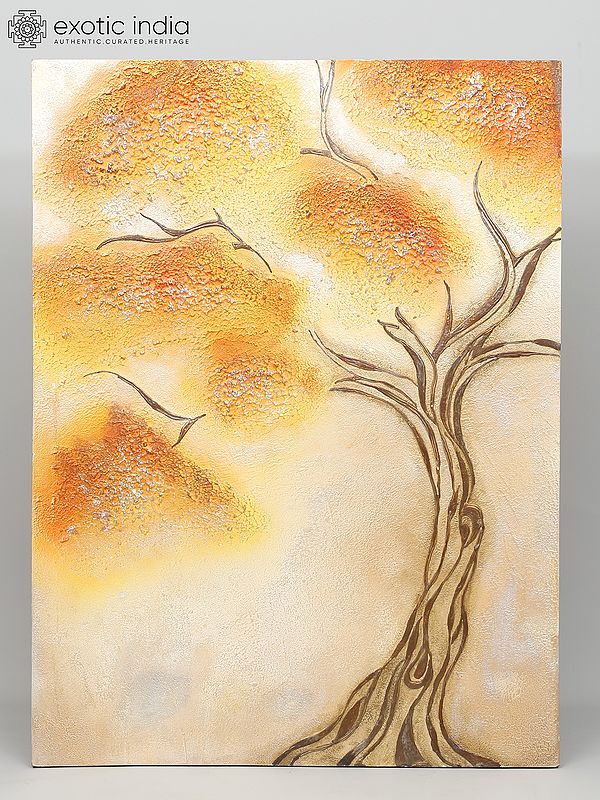 48" Large Embossed Painted Tree | Wall Hanging