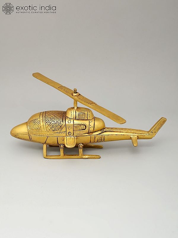 10" Brass Helicopter | Decorative Showpeice | Collectible Item